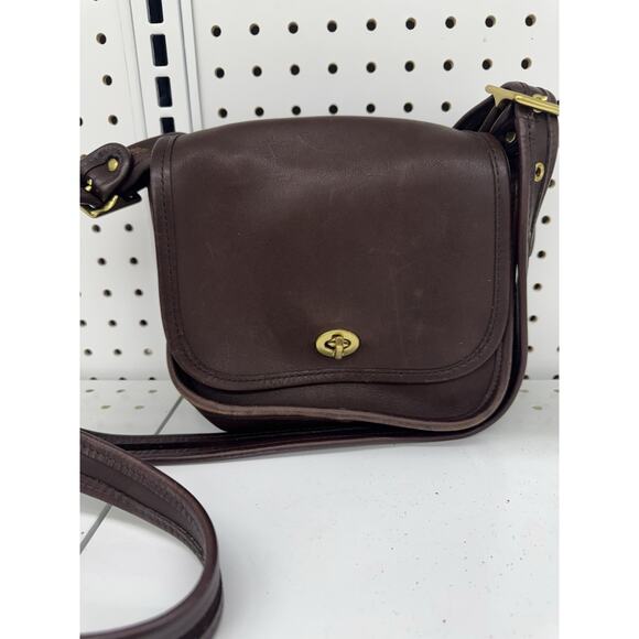 Coach Handbags - VINTAGE y2k COACH LEGACY SMALL FLAP CROSSBODY Brown LEATHER #9965 (pu100thrift